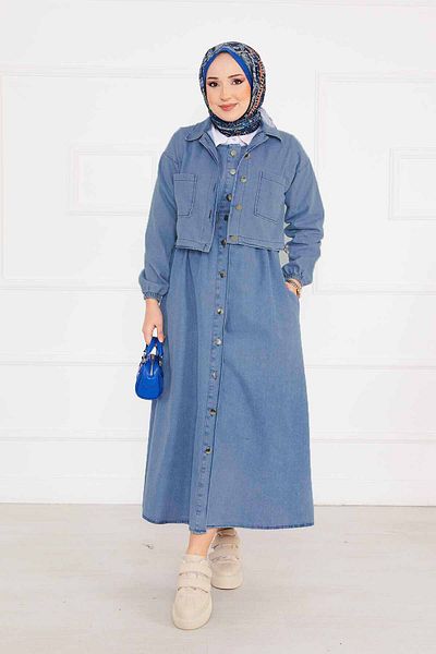 EBRUTESETTÜR Jacket Dress - Denim Hijab Suit