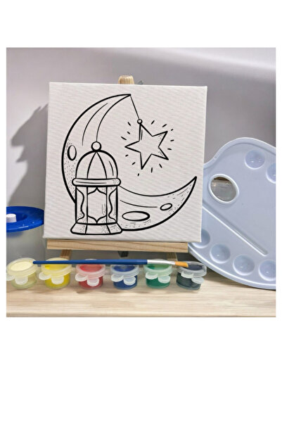 mika house Ramazan temaı baskılı tuval boyama çocuk etkinlik seti