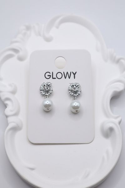 DEMOKAN Women's Earrings Zircon Stone Flower Model Hanging Pearl 3cm Earrings
