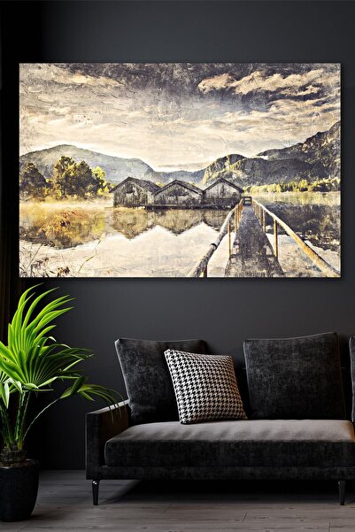 Hediyeler Kapında Yağlı Boya Görünümlü Çiftlik Kanvas Tablo 70x100