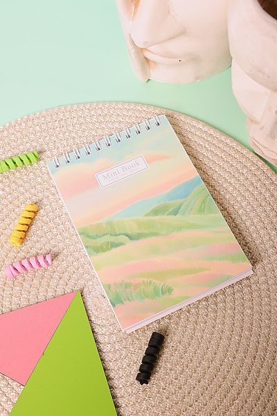 Copyder Green Pastel Landscape Printed Unlined 10X14Cm Small Pocket Size School Notebook