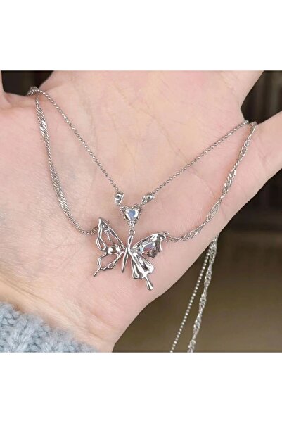 Choice13 5786201 Y2K Crystal Butterfly Pendant Necklace Women Light Luxury Eg...