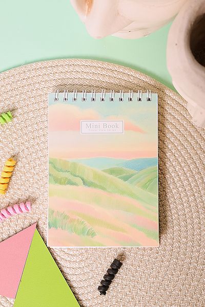 Copyder Green Pastel Landscape Printed Unlined 10X14Cm Small Pocket Size School Notebook