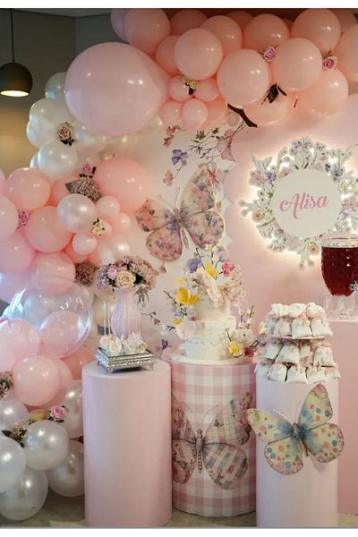 Çemrek Süs Parti Pink and Pearl White Balloon Chain Set of 100