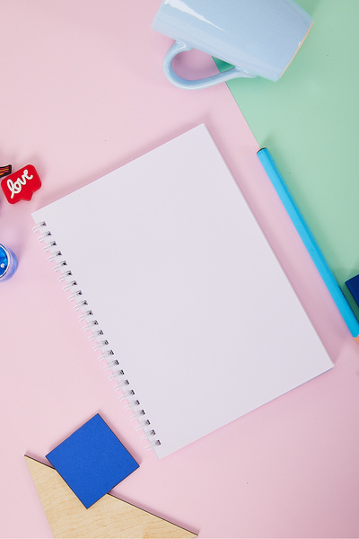 Copyder Синій пастельний колір, прямий спіральний, A5, без ліній, 100 сторінок, шкільний зошит