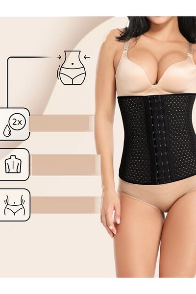 MİSTİRİK Ulyana Model Ușor Util Latex Corset Sport Burtă Corset Anti-lăsare Culoare Neagră
