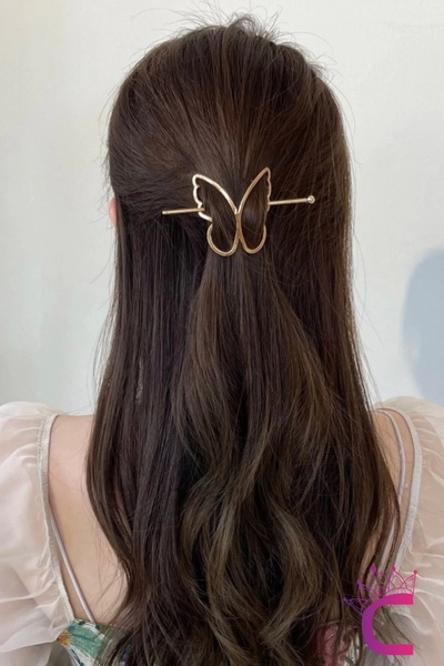 Cinderella Agrafă cu design fluture din metal auriu - Accesoriu pentru femei