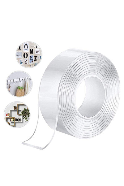 MEZİGARC 2 Metre Çift Taraflı Nano Bant Teknolojili Süper Güçlü Band Extra Gü...