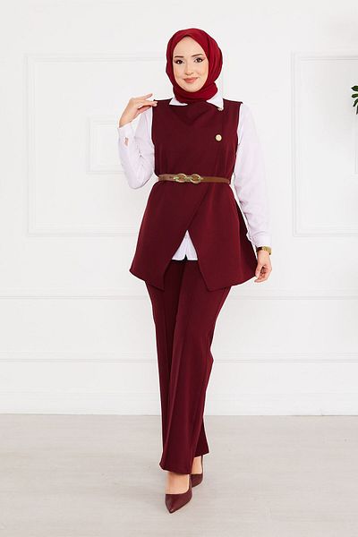 EBRUTESETTÜR Belted Vest Hijab Double Suit