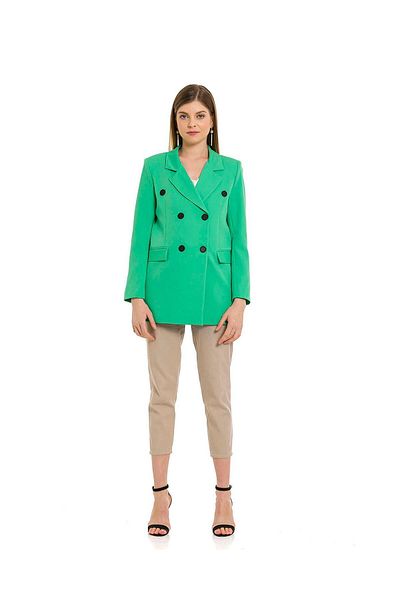 LOKADI Women's Button Detailed Long Blazer Jacket