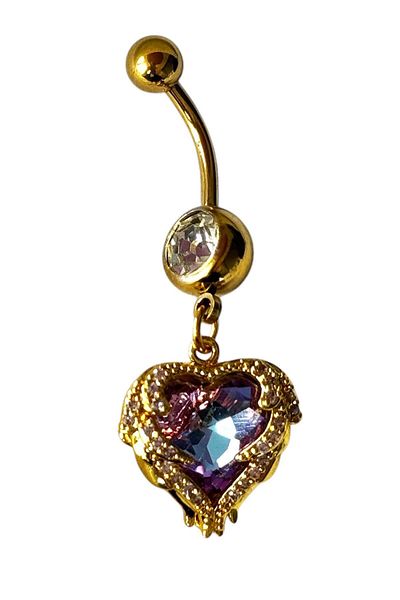 TAKIŞTIR Gold Color Heart Figured Surgical Steel Navel Piercing