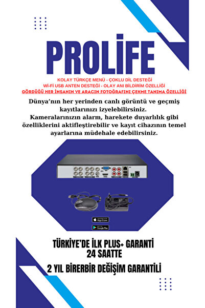 PROLİFE 5 Li Sesli Güvenlik Kamerası 5 Mp Gece Renkli Yüz Ve Araç Tanımalı Full Hd Kamera Sistemi