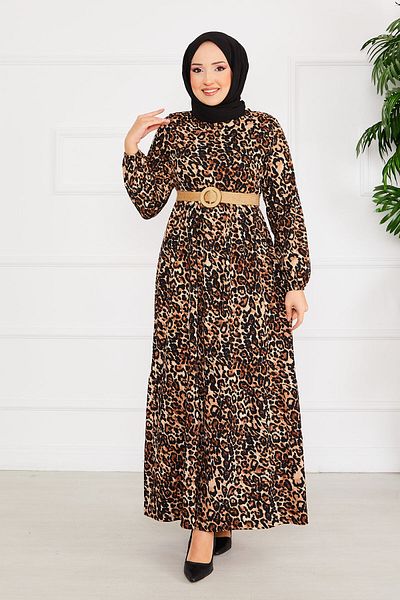 EBRUTESETTÜR Rochie Hijab cu model leopard și centură