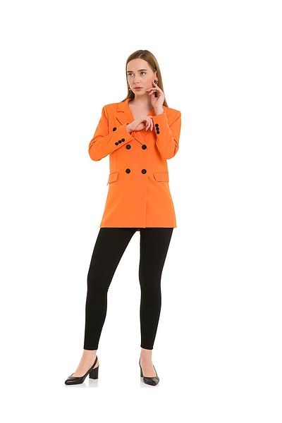 LOKADI Women's Button Detailed Long Blazer Jacket
