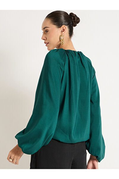 Femmella By Styli Ruched Detail Balloon Round Regular Fit Top