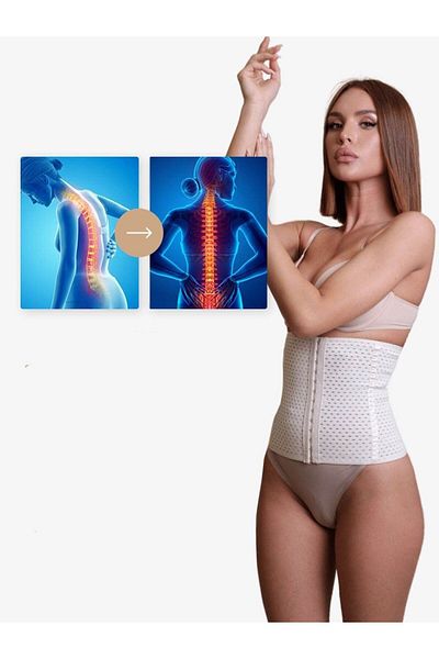 MİSTİRİK Ulyana model Belly Melting Latex Corset Hourglass Look Corset Skin Color