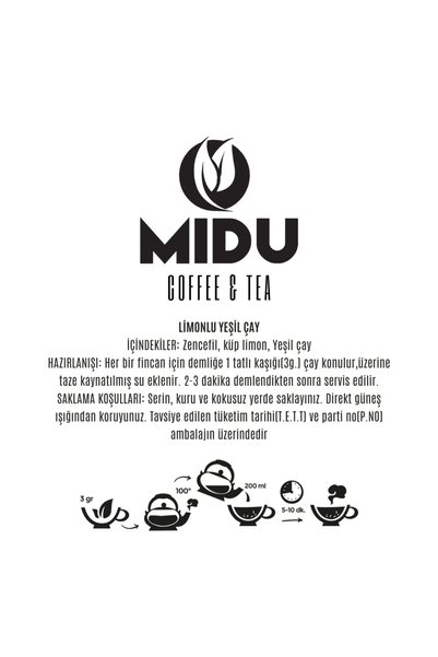MİDU COFFEE & TEA شاي أخضر بالليمون 250 جرام