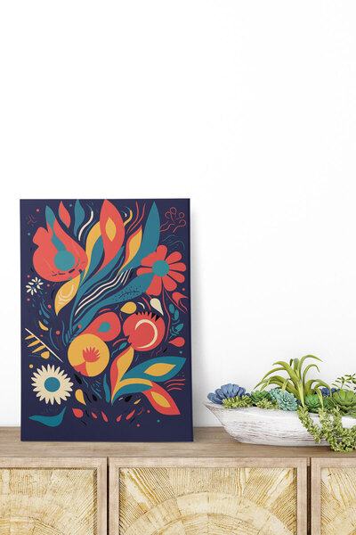 qoeuyl boutique Floral Botanical Themed No:9 Retro Vintage 18x27 MDF Ξύλινη α...