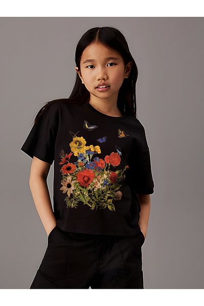 uyguntarz Children's Flowers Printed Cotton Tshirt
