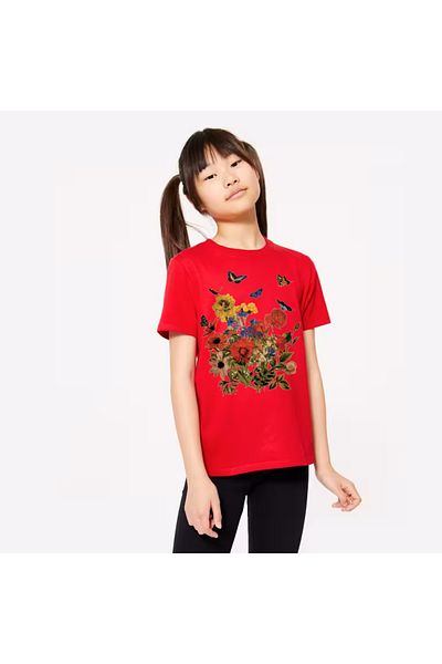 uyguntarz Children's Flowers Printed Cotton Tshirt