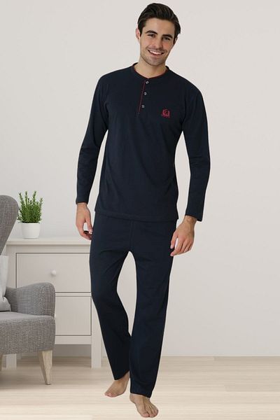 ByLohusa Effortt Navy Blue Large Size Men's Pajama Set