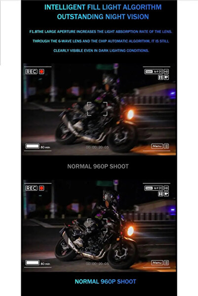 TİKWATCH 1080p Kameralı Interkom Video Kayıt Özellikli Kablosuz Motorcu Kulaklığı Su Geçirmez Bluetooth 5.4