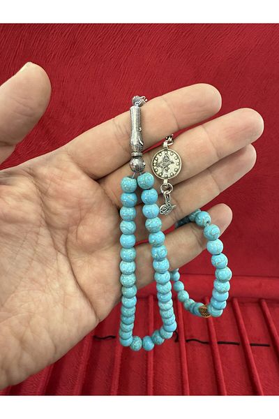 Anemore Collection Turquoise Stone 33-Piece Rosary and Bracelet Wooden Box Gift for Lover and Father
