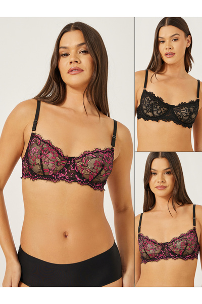 Styli حمالة صدر 2PK NPW بحواف مموجة من الدانتيل AO