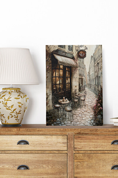 qoeuyl boutique Cafe De Paris No:4 Retro Vintage 18x27 MDF Ahşap Poster Tablo