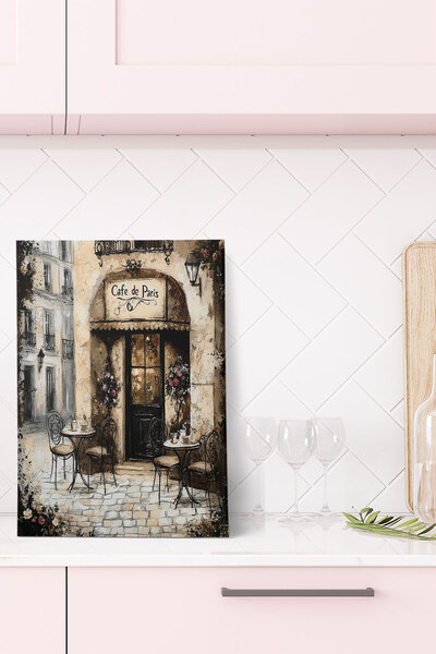 qoeuyl boutique Cafe De Paris No:8 Ρετρό Vintage 18x27 MDF Ξύλινη αφίσα ζωγρα...