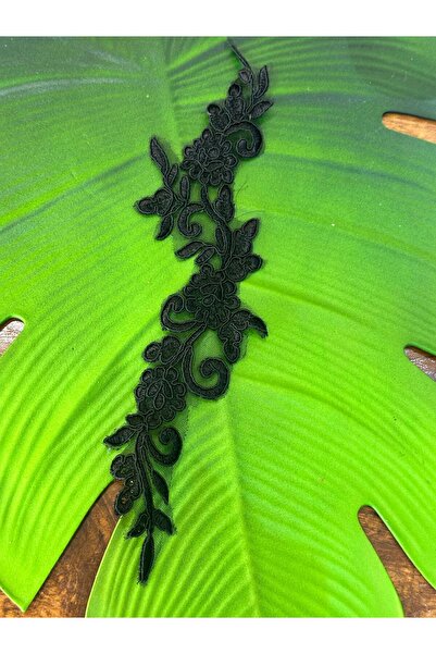 Gönülden Tasarım ACCESORIUM DE CUCEREȚĂ APLICAT DE BRODAT GUIPURE NEGRU 32X8 CM