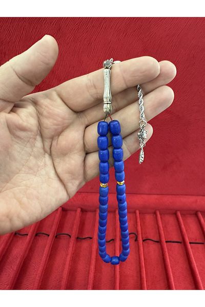 Anemore Collection Blue Pebble Stone 33-Piece Rosary and Wooden Box Gift for Lover and Father