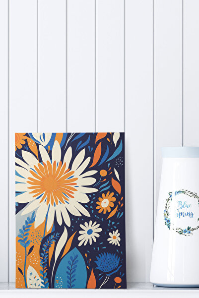 qoeuyl boutique Floral Botanical Themed No:7 Retro Vintage 18x27 MDF Ξύλινη α...