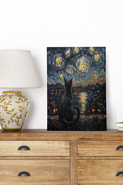 qoeuyl boutique Starry Night Cats Van Gogh Θέμα No:4 Retro Vintage 18x27 MDF ...