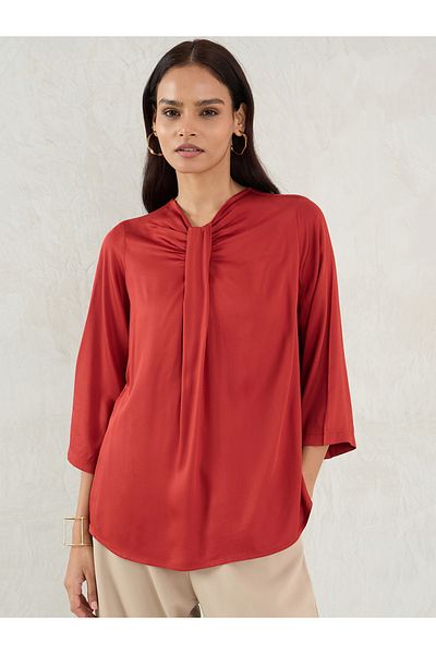Femmella By Styli بلوزة سادة بقصّة عادية ومطوية