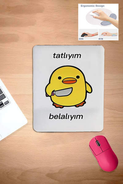 KARMAT Dikdörtgen, Komik Ördek Figür Karikatur, Kare, Beyaz Bilek Destekli Mo...