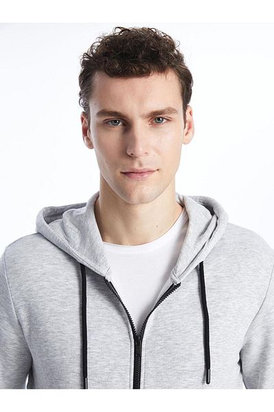 LC Waikiki Hooded Long Sleeve Men's Thick Zip-Up Sweatshirt