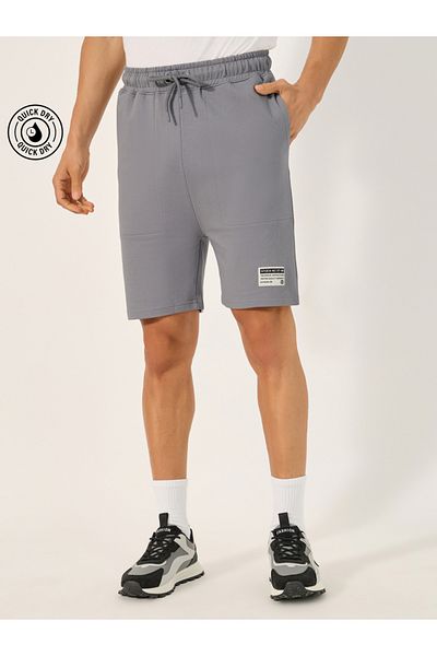 Styli Regular Fit Patch Work Detail Fleece Shorts