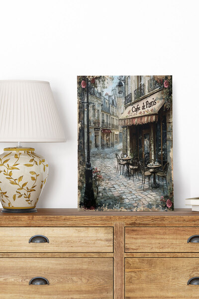 qoeuyl boutique Cafe De Paris No:5 Retro Vintage 18x27 MDF Ξύλινη αφίσα ζωγρα...