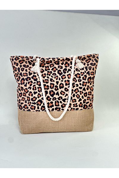 Plirlent Hediye Dünyası Leopard Patterned Beach Bag