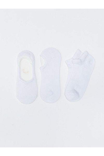 LC Waikiki Women's Plain Ballerinas and Booties Socks 3 Pack (W2)