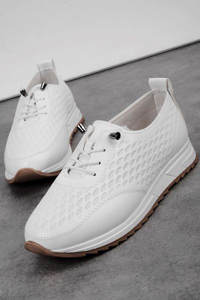 Lal Shoes & Bags Pantofi casual cu șireturi din cauciuc cu model Lavin pentru femei-alb