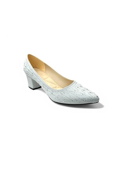 iskarpino Large Size Stone Pointed Toe Thick Heel (5 cm) Women's Classic Heeled Shoes