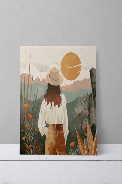 qoeuyl boutique Bohemian Nature Themed No:3 Retro Vintage 18x27 MDF Ξύλινη αφ...