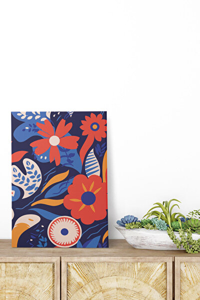 qoeuyl boutique Floral Botanical Theme No:12 Retro Vintage 18x27 MDF Ξύλινη α...