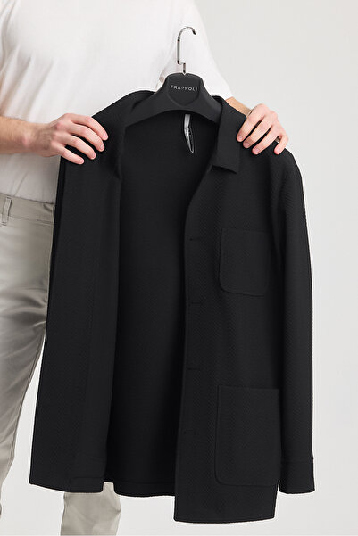 Frappoli Мъжко черно без подплата яке от гъвкава памучна смес Lores, пролетно-лятно спортно яке