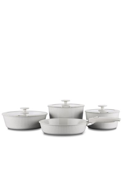 KORKMAZ Nova Pratika Beige Pot Set - 8 Paraçılık