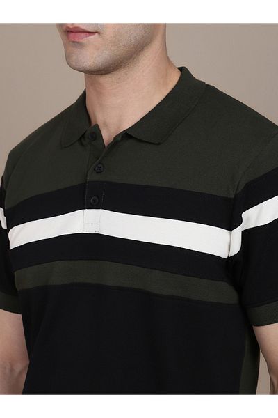 Dennis Lingo By Styli Colorblock Striped Slim Fit Polo
