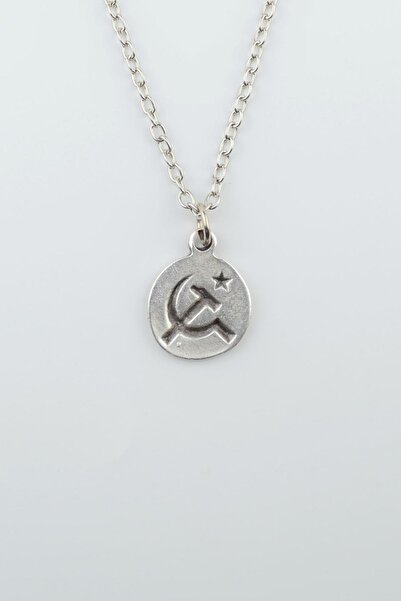 Bu Farklı Minimal Orak Çekiç Gümüş Kaplama Düz Zincir Kolye