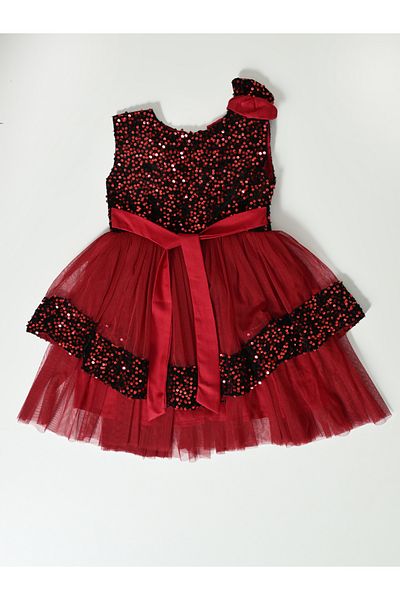 Bella Moda By Styli Sequined Layered Mesh Insert Party Dress